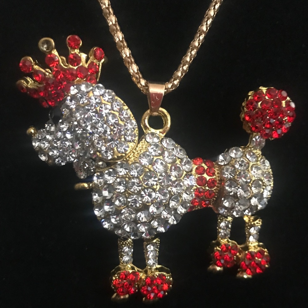 Betsey Johnson Red Poodle Necklace